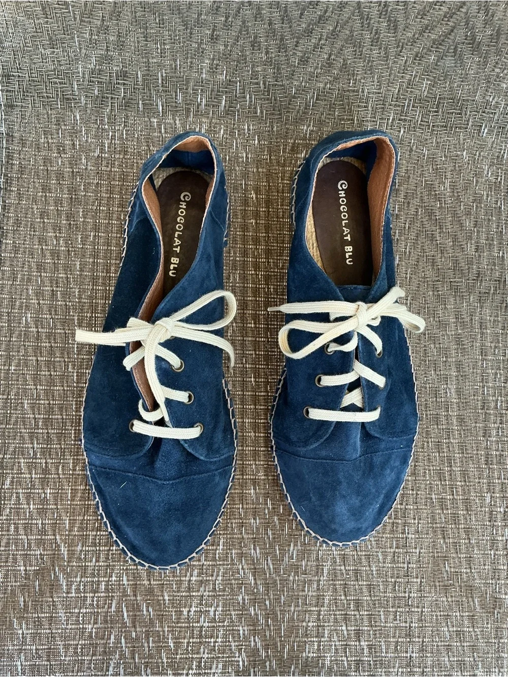 Chocolate Blu Navy Suede Lace-Up Espadrille Shoes
